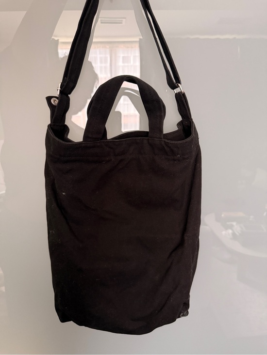 BAGGU Handbags - BAGGU Black Canvas Tote with Top Handles and Adjustable Strap